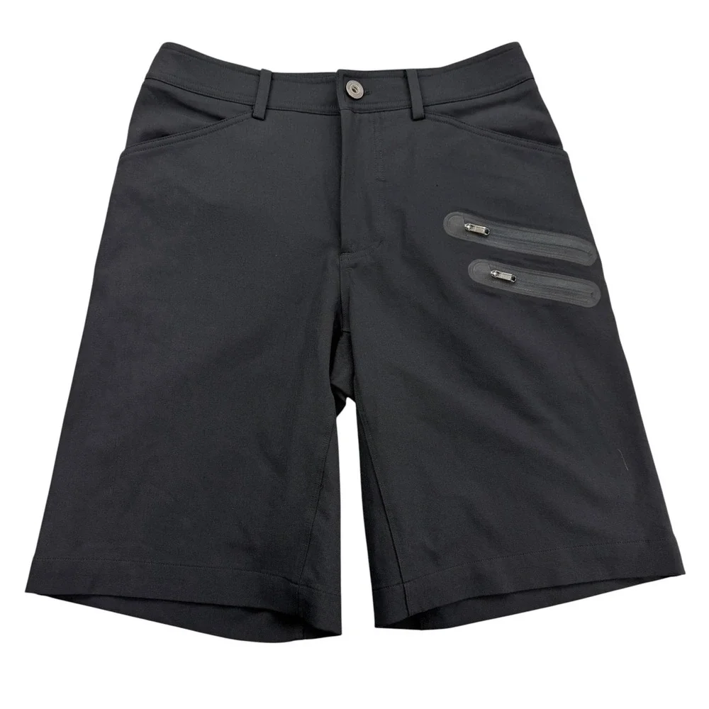 Lululemon Shorts Mens 30 Black Cargo Nylon Spandex Stretch Pockets Cadence 9